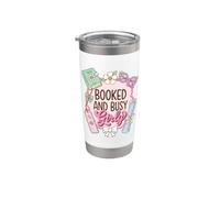 Booked and Busy Girly Reader Book Lover Vaso térmico de acero inoxidable de doble pared