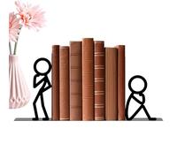 Bookends - 2 Piece Black Metal Bookshelf Dividers | Bookend Stopper For Shelves, School, Office, College, Dorm, Classroom, Study, Bedroom, Living Room, Apartment and Farmhouse