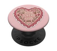 Bookish Book Lovers Club Bookworm Aesthetic Cute Pink Heart PopSockets PopGrip Adhesivo