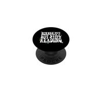 Bookish Burned out But Still Reading Retro Book Club PopSockets PopGrip Adhesivo
