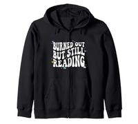 Bookish Burned out But Still Reading Retro Book Club Sudadera con Capucha