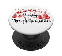 Bookish Christmas Books Lover Santa Reading One More Chapter PopSockets PopGrip Adhesivo