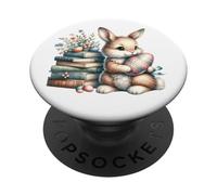 Bookish Easter Bunny Reading Book Every Bunny Loves to Read PopSockets PopGrip Adhesivo