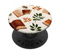 Bookish Fall Leaves Book Coffee Brown Books Lovers Reading PopSockets PopGrip Adhesivo