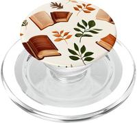 Bookish Fall Leaves Book Coffee Brown Books Lovers Reading PopSockets PopGrip para MagSafe