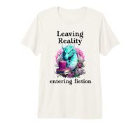 Bookish Fantasy Book Dragon Leaving Reality Entering Fiction Camiseta Premium