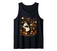 Bookish Ghost Reading Ghost Stories, Amante del café, hogar Acogedor Camiseta sin Mangas
