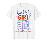 Bookish Girl Book Lover Coffee Books Cute Reading Aesthetic Camiseta