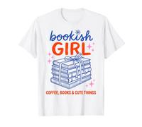 Bookish Girl Book Lover Coffee Books Cute Reading Aesthetic Camiseta