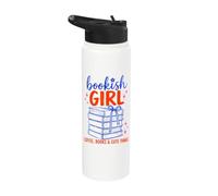 Bookish Girl Book Lover Coffee Books Cute Reading Aesthetic Stainless Steel Insulated Water Bottle
