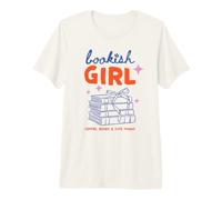Bookish Girl Café Libros Lectura Amante Arco Libro Club Arte Camiseta Premium