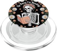 Bookish Go Away I'm Reading Book Lover Floral Skeleton Funny PopSockets PopGrip para MagSafe
