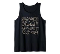 Bookish Preppy Doodle Reading Cozy Vibes Woman Camiseta sin Mangas