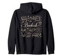 Bookish Preppy Doodle Reading Cozy Vibes Woman Sudadera con Capucha