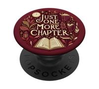 Bookish Reading Book Lover Dark Red Just One More Chapter PopSockets PopGrip Adhesivo