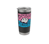 Bookish Retro Reader Adoring The Spoiler Graphic Vaso térmico de acero inoxidable de doble pared