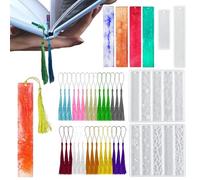 Bookmark Resin Mold Kit with Tassels, Molds for Epoxy Casting, Silicone Ideal for Projects, Jewelry Making, Keychains, and Creative Bookmark Crafting for and Keepsakes