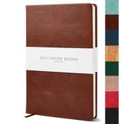 Bookmore Books Regled Notebook - Diario de tapa dura de tamao marrn de tamao regular con cuero vegano grueso de 120gsm Caja de regalo de papel