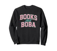 Books and Boba Design Cozy Reading Aesthetic Book Lover Boba Sudadera