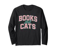 Books and Cat Design Cozy Reading Aesthetic Book Lover Cat Manga Larga