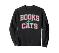 Books and Cat Design Cozy Reading Aesthetic Book Lover Cat Sudadera