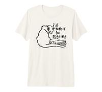 Books and Cats Gato Leyendo I'D Rather Be Reading Cat Camiseta Premium