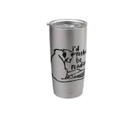 Books And Cats Gato Leyendo I'd Rather Be Reading Cat Vaso térmico de acero inoxidable de doble pared