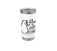 Books And Cats Gato Leyendo I'd Rather Be Reading Cat Vaso térmico de acero inoxidable de doble pared