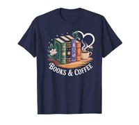 Books and Coffee Book Lover Bookish Green Book Theme Reading Camiseta