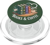 Books and Coffee Book Lover Bookish Green Book Theme Reading PopSockets PopGrip para MagSafe