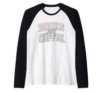 Books and Coffee Cozy Reader Typography Pastel Design Camiseta Manga Raglan