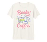 Books and Coffee Reading Lover Bookish Cafe Aesthetic Camiseta Premium