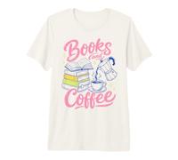 Books and Coffee Reading Lover Bookish Cafe Aesthetic Camiseta Premium