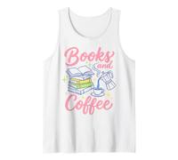 Books and Coffee Reading Lover Bookish Cafe Aesthetic Camiseta sin Mangas