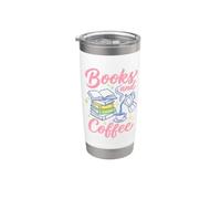 Books And Coffee Reading Lover Bookish Cafe Aesthetic Vaso térmico de acero inoxidable de doble pared