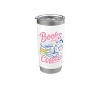 Books And Coffee Reading Lover Bookish Cafe Aesthetic Vaso térmico de acero inoxidable de doble pared