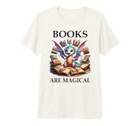 Books Are Magical Dragon Book Lover Read Books Happy Dragons Camiseta Premium