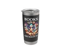 Books are Magical Dragon Book Lover Read Books Happy Dragons Vaso térmico de acero inoxidable de doble pared