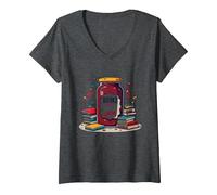 Books Are My Jam, caprichoso Regalo para Lector de Bookworm Camiseta Cuello V, Mujer, Jaspeado Oscuro, M