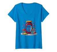 Books Are My Jam, caprichoso Regalo para Lector de Bookworm Camiseta Cuello V, Mujer, Zafiro, L