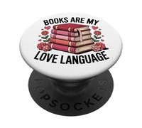 Books Are My Love Language Book Reader Flower Bookish White PopSockets PopGrip Adhesivo