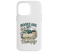 Books Are My Therapy Cozy Book Lover Reading & Coffee Carcasa para iPhone 14 Pro MAX