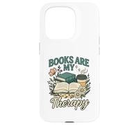 Books Are My Therapy Cozy Book Lover Reading & Coffee Carcasa para iPhone 15 Pro