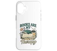Books Are My Therapy Cozy Book Lover Reading & Coffee Carcasa para iPhone 16 Plus