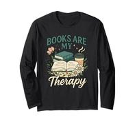 Books Are My Therapy Cozy Book Lover Reading & Coffee Manga Larga