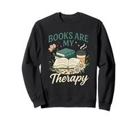 Books Are My Therapy Cozy Book Lover Reading & Coffee Sudadera