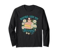 Books Are My Therapy - Cozy Cottagecore Reading tee Manga Larga
