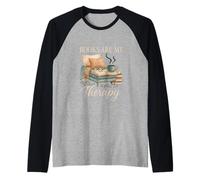 Books Are My Therapy Cozy Reading Nook Aesthetic Camiseta Manga Raglan
