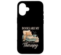 Books Are My Therapy Cozy Reading Nook Aesthetic Carcasa para iPhone 16