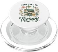 Books Are My Therapy Floral Books & Desk Lamp Book Lover PopSockets PopGrip para MagSafe
